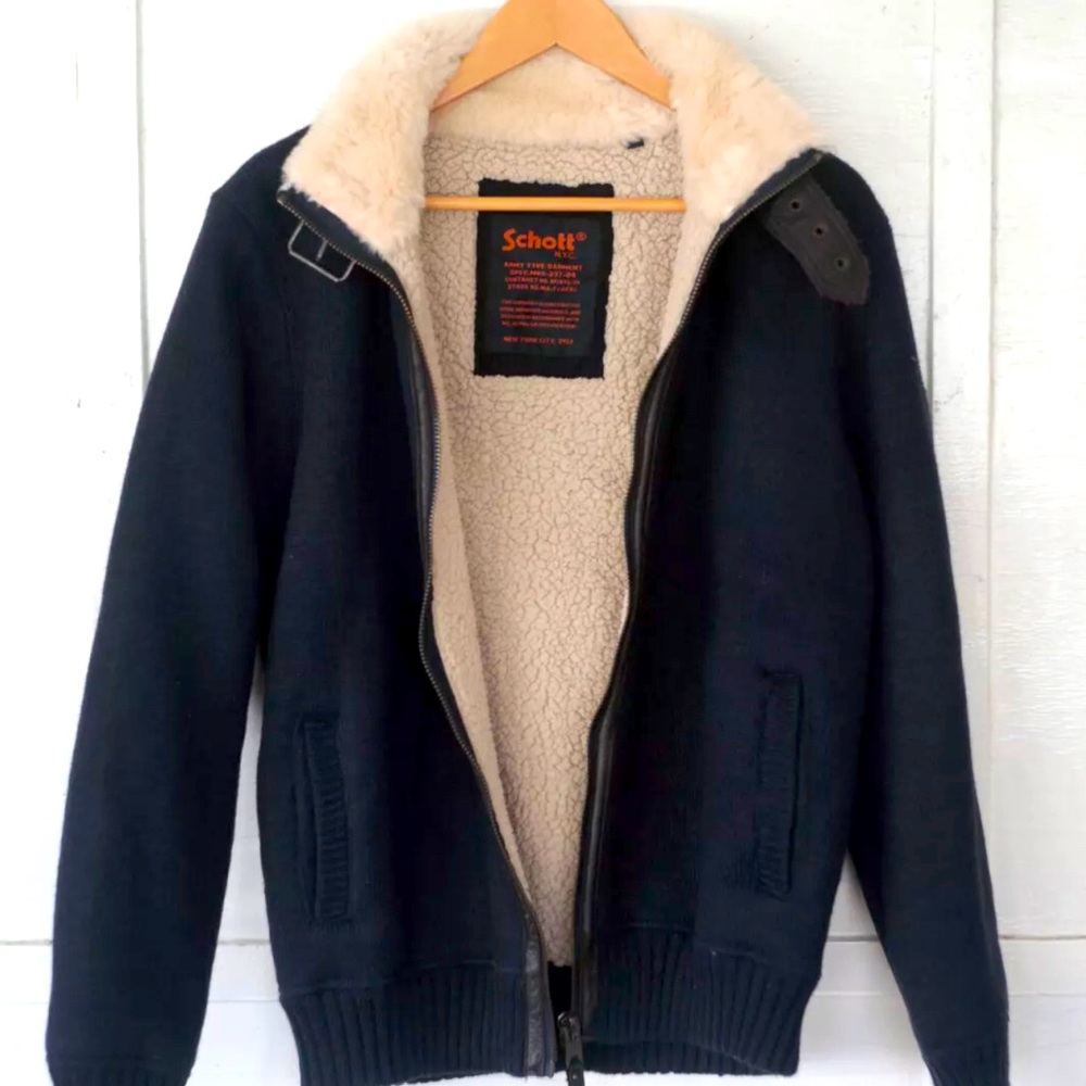 Schott NYC Sherpa Sweater Jacket.
